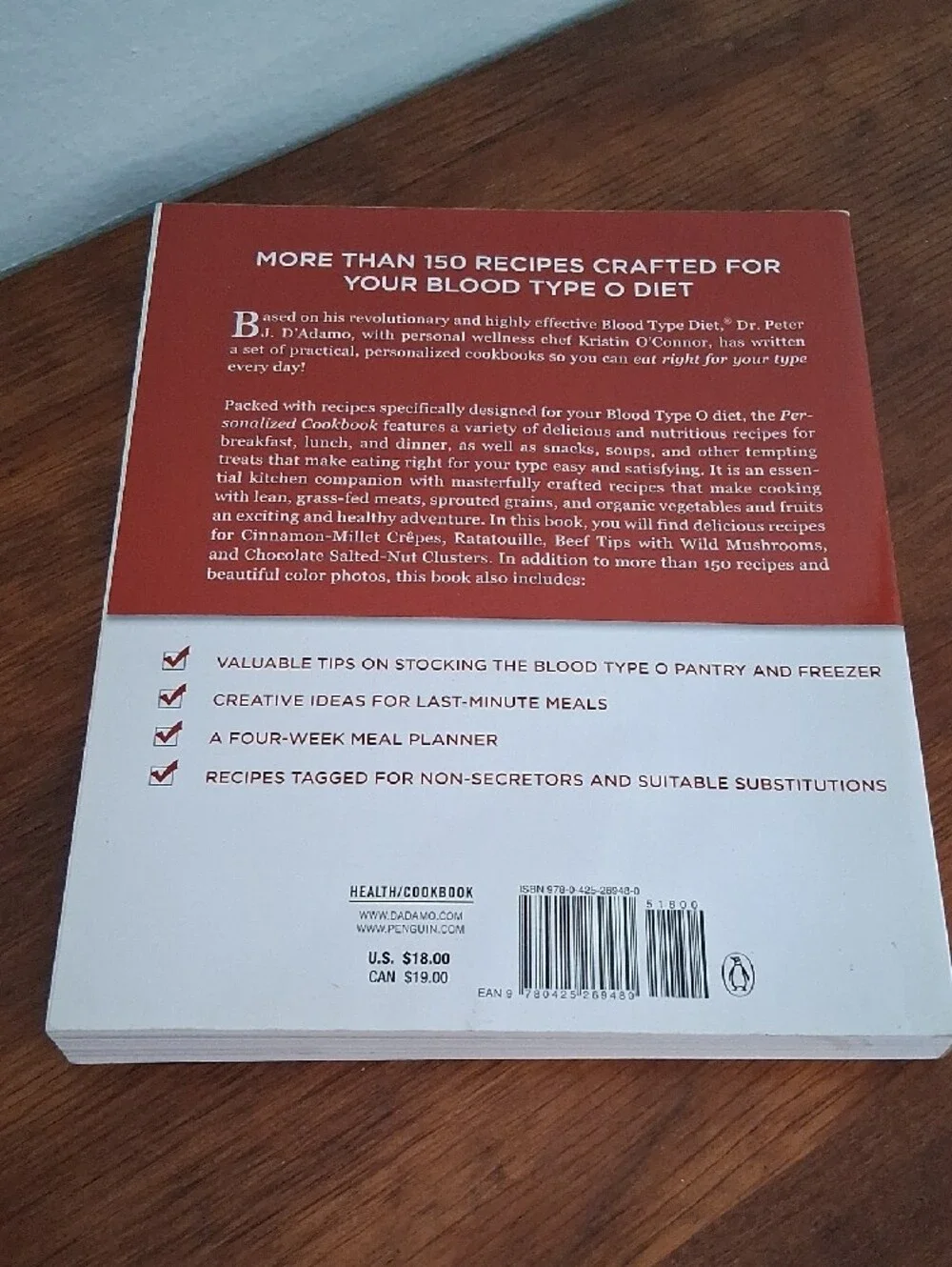 Eat Right 4 Your Type (Type O) Personalized Cookbook - Paperback